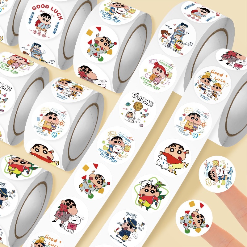 Memo Pad Sticky - 500pcs/roll Anime Crayon Shin-chan Sticker Cute