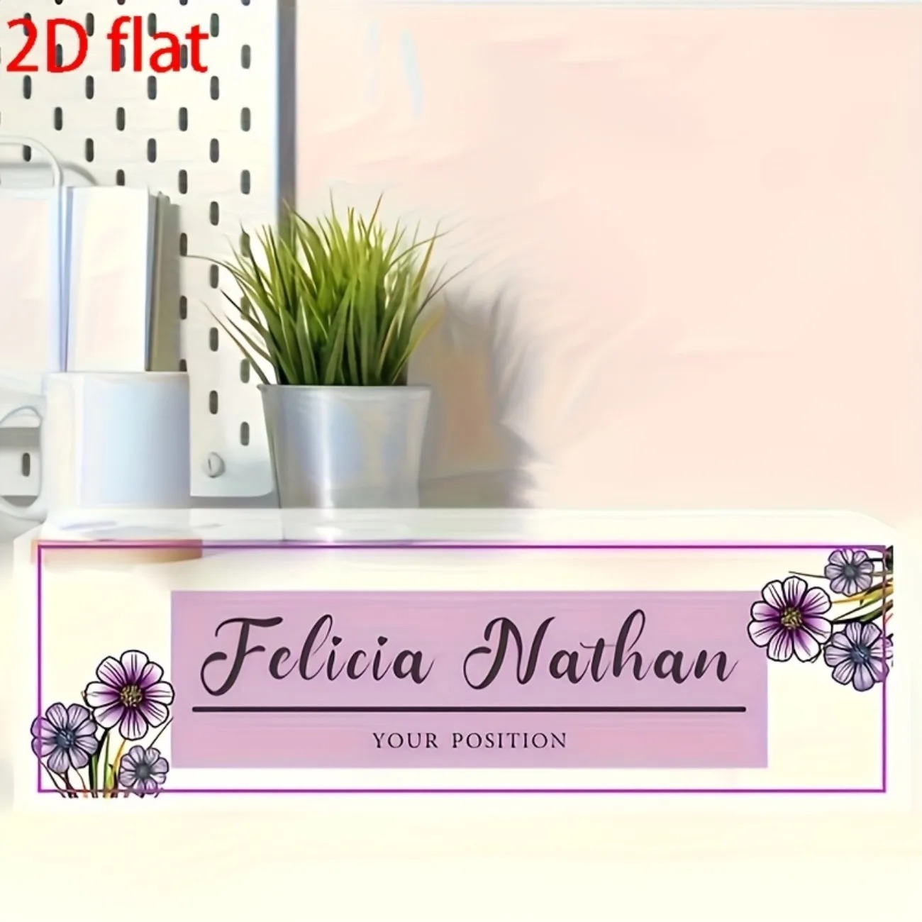 Pink‑Purple Floral Acrylic Des - огляд і ціна Desk Name Plate