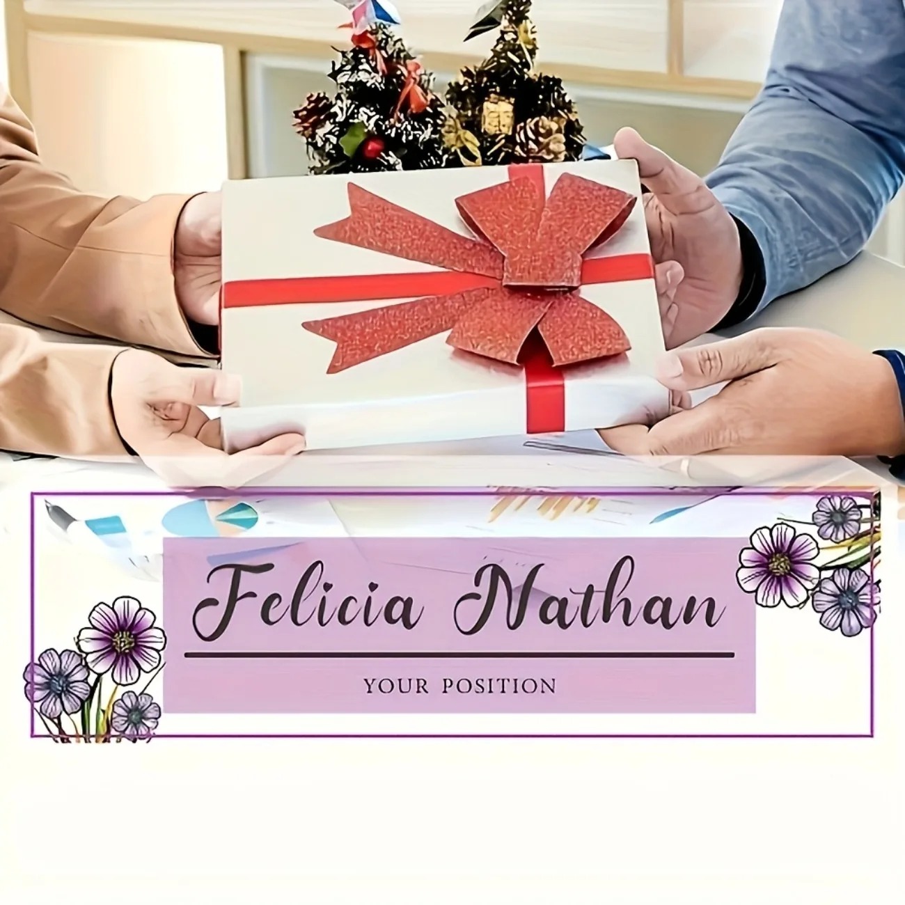 Pink‑Purple Floral Acrylic Des - огляд і ціна Desk Name Plate