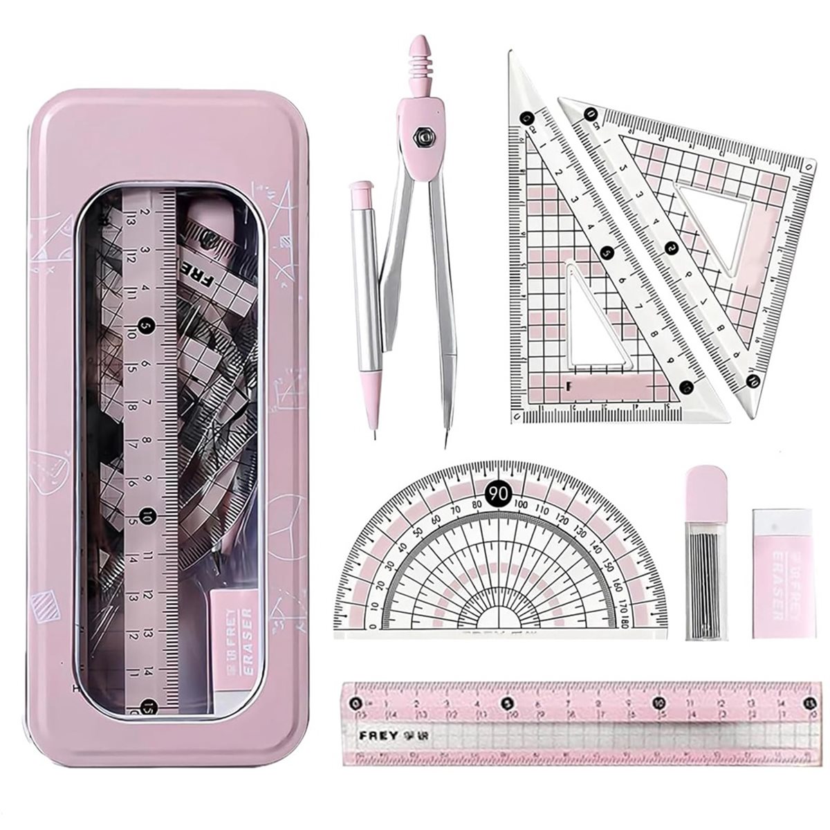 A1770K 8 PCS Protractor and Co - огляд і ціна Compass Geometry Set